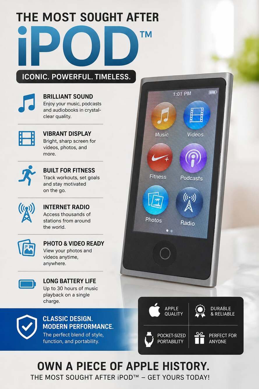 Apple iPod Nano 7th Generation 16GB Space Gray -New Battery -1 YR Warranty